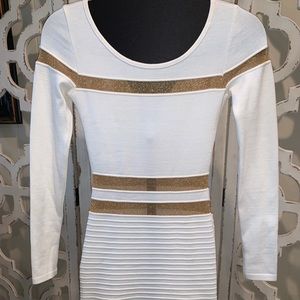 White and Gold sweater dress Sz Small
